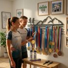 Futós éremtartó háromféle futófigurával: férfi, nő, páros kivitel