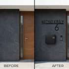 Elegáns utcanévtábla és házszám egyben