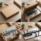 Família sziluettes Balatonos házszámtábla – fém, lézerrel vágott