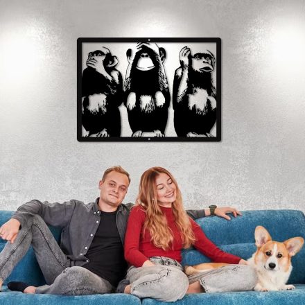 A három bölcs majom fém fali dekor