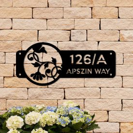 Square street sign with age running plant silhouette