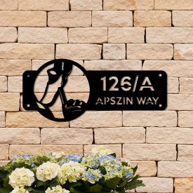 Square street sign with Deadpool silhouette