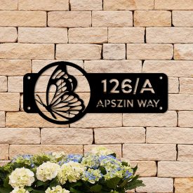 Square street sign butterfly