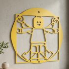 Vitruvius LEGO lézervágott fém fali dekoráció matt fekete acélból, fehér nappali falon