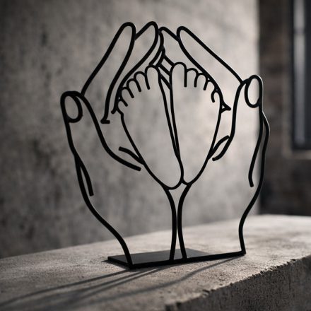 Minimalist protective hands line drawing