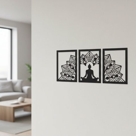 Mandala jóga moduláris fém fali dekoráció – lézervágott acél falikép